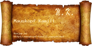 Mauskopf Kamill névjegykártya
